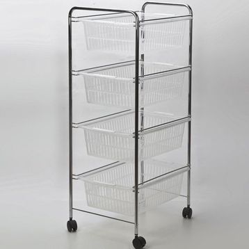 Tekno-Tel 32x43x80 cm Gri Şeffaf 4 Katlı Plastik Çekmeceli Sebzelik