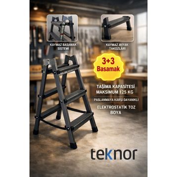 Teknor Kutlu 3+3 Çift Taraflı Metal Merdiven