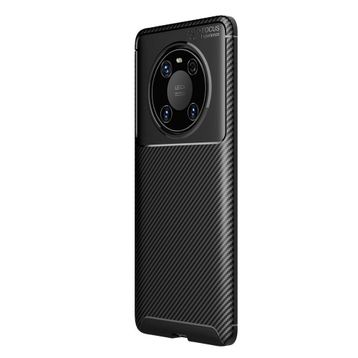 Teleplus Huawei Mate 40 Pro Kahverengi Karbon Dokulu Negro Silikon Kılıf + Tam Kapatan Ekran Koruyucu + Kamera Koruyucu