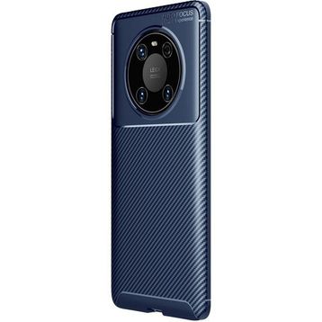 Teleplus Huawei Mate 40 Pro Karbon Dokulu Negro Lacivert Silikon Cep Telefonu Kılıf