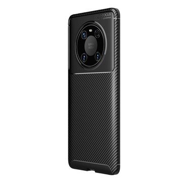 Teleplus Huawei Mate 40 Pro Karbon Dokulu Negro Tam Kapatan Ekran Koruyucu Lacivert Silikon Cep Telefonu Kılıf