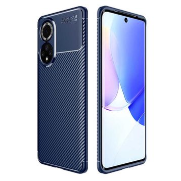 Teleplus Huawei Nova 9 Negro Karbon Dizayn Silikon Tam Kapatan Pet Ekran Koruyucu + Siyah Kılıf