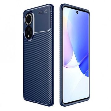 Teleplus Huawei Nova 9 Negro Karbon Dizayn Silikon Tam Kapatan Pet Ekran Koruyucu + Siyah Kılıf