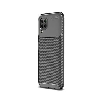 Teleplus Huawei P40 Lite Negro Karbon Desenli Nano Ekran Koruyucu Siyah Silikon Cep Telefonu Kılıf