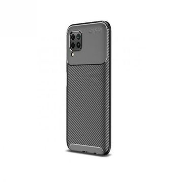 Teleplus Huawei P40 Lite Negro Karbon Desenli Nano Ekran Koruyucu Siyah Silikon Cep Telefonu Kılıf
