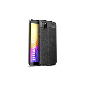 Teleplus Huawei Y5P Deri Dokulu Silikon Siyah Kılıf