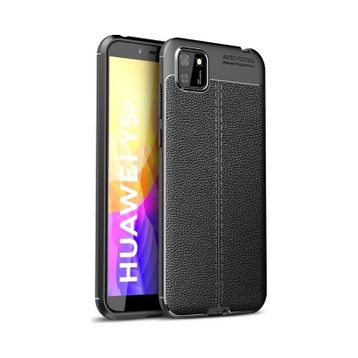 Teleplus Huawei Y5P Deri Dokulu Silikon Siyah Kılıf