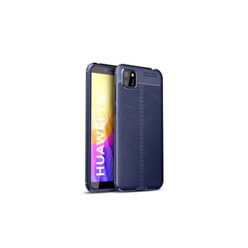 Teleplus Huawei Y5P Lacivert Deri Dokulu Silikon Kılıf+Nano Ekran Koruyucu