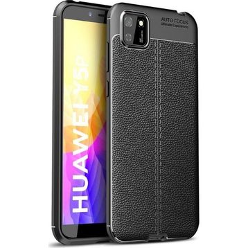 Teleplus Huawei Y5P Lacivert Deri Dokulu Silikon Kılıf+Nano Ekran Koruyucu
