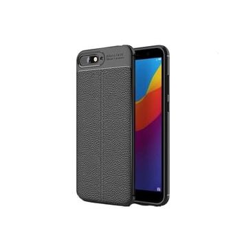 Teleplus Huawei Y6 2018 Deri Dokulu Silikon Gri Nano Ekran Koruyucu Cep Telefonu Kılıfı