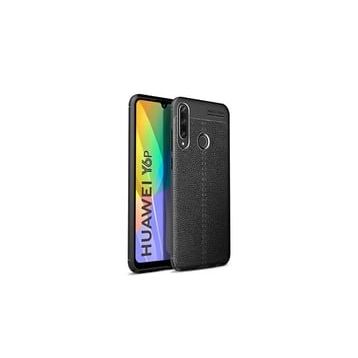 Teleplus Huawei Y6P Deri Dokulu Silikon Siyah Nano Ekran Koruyucu Kılıf