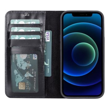 Teleplus iPhone 12 Hakiki Deri 2-1 Kartlıklı Cüzdan Kırmızı Kılıf