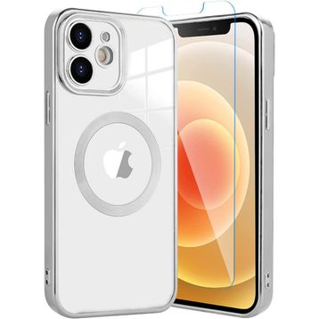Teleplus iPhone 12 Kamera Korumalı Omega Lazer Silikon Nano Ekran Koruyucu Gümüş Cep Telefonu Kılıfı