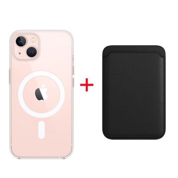 Teleplus iPhone 13 Manyetik Kristal Wiriless Destekli Sert Kapak Silikon Manyetik Kartlıklı Kılıf Yeşil Cep Telefonu Kılıfı