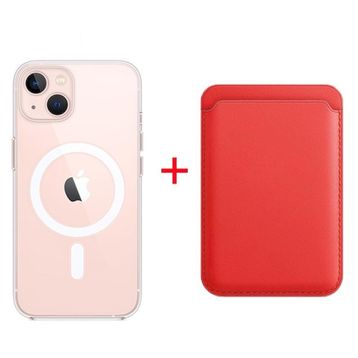 Teleplus iPhone 13 Manyetik Kristal Wiriless Destekli Sert Kapak Silikon Manyetik Kartlıklı Kılıf Yeşil Cep Telefonu Kılıfı