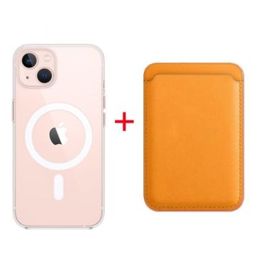 Teleplus iPhone 13 Manyetik Kristal Wiriless Destekli Sert Kapak Silikon Wiriless Şarj Aleti Şeffaf Cep Telefonu Kılıfı