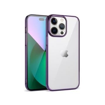 Teleplus iPhone 14 Pro Max Pixel Tareks Sert Silikon Derin Mor Kılıf