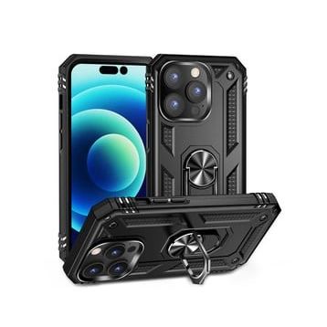 Teleplus iPhone 14 Pro Vega Yüzüklü Stand Tank Kapak Nano Ekran Koruyucu Lacivert Kılıf