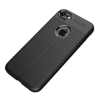 Teleplus iPhone 8 Deri Dokulu Silikon Gri Kılıf