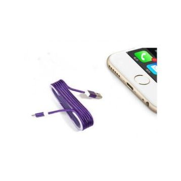 Teleplus Mor iPhone Örgü Şeklinde Renkli Çelik Şarj Data Kablosu