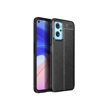 Teleplus Oppo A96 4G Deri Dokulu Niss Silikon Siyah Kılıf
