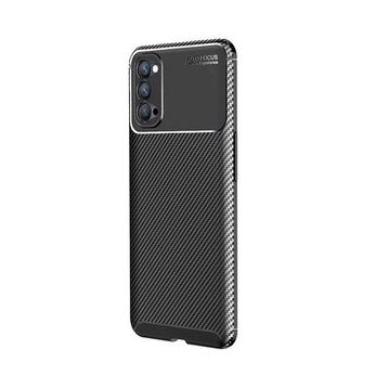 Teleplus Oppo Reno4 Negro Karbon Silikon Siyah Tam Kapatan Ekran Koruyucu Kılıf