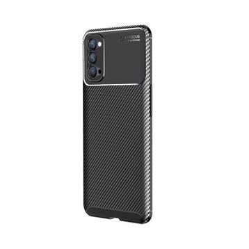 Teleplus Oppo Reno4 Negro Karbon Silikon Siyah Tam Kapatan Ekran Koruyucu Kılıf