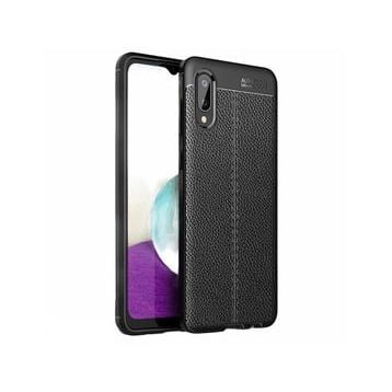 Teleplus Samsung Galaxy A02 Deri Dokulu Kırmızı Nano Ekran Koruyucu Silikon Cep Telefonu Kılıf