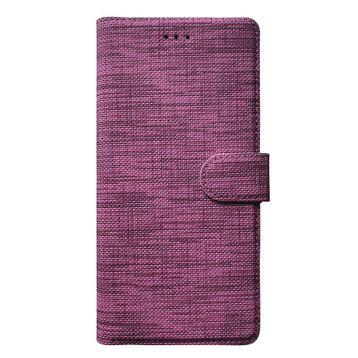 Teleplus Samsung Galaxy A72 Kumaş Spor Standlı Kartlıklı Cüzdan Mor Cep Telefonu Kılıfı