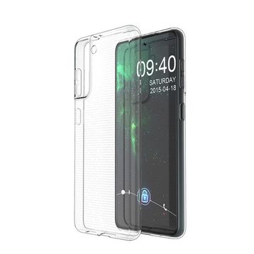 Teleplus Samsung Galaxy S21 5G Kılıf Lüks Korumalı Silikon Şeffaf Kılıf + Tam Kapatan Ekran Koruyucu + Kamera Koruyucu