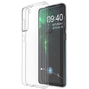 Teleplus Samsung Galaxy S21 Plus 5G Kılıf Lüks Korumalı Silikon Şeffaf + Tam Kapatan Ekran Koruyucu + Kamera Koruyucu Kılıf