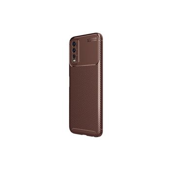 Teleplus Vivo Y20 Kamera Korumalı Karbon Dokulu Negro Silikon Siyah + Nano Ekran Koruyucu Kılıf