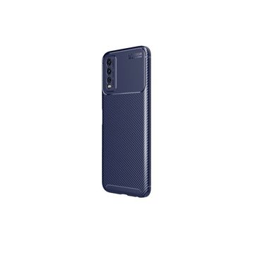 Teleplus Vivo Y20 Kamera Korumalı Karbon Dokulu Negro Silikon Siyah + Nano Ekran Koruyucu Kılıf