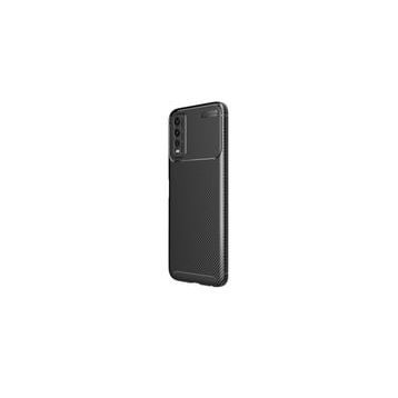 Teleplus Vivo Y20 Kamera Korumalı Karbon Dokulu Negro Silikon Siyah + Nano Ekran Koruyucu Kılıf