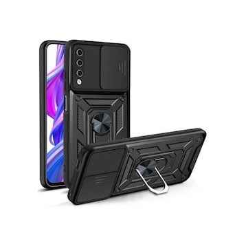 Teleplus Vivo Y20 Kamera Korumalı Yüzüklü Tank Pars Silikon Kırmızı Kılıf