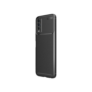 Teleplus Vivo Y20s Kamera Korumalı Karbon Dokulu Negro Silikon Siyah Nano Ekran Koruyucu Kılıf
