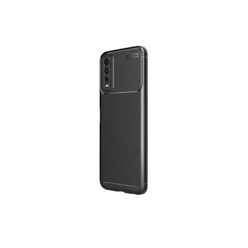 Teleplus Vivo Y20s Kamera Korumalı Karbon Dokulu Negro Silikon Siyah Nano Ekran Koruyucu Kılıf