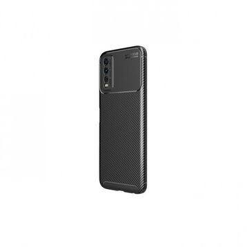 Teleplus Vivo Y20s Kamera Korumalı Karbon Dokulu Negro Silikon Siyah Nano Ekran Koruyucu Kılıf