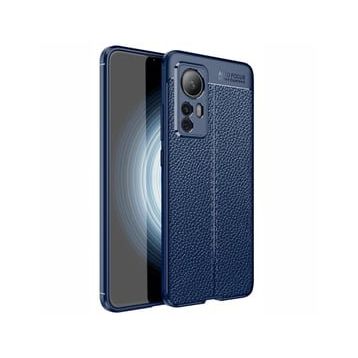 Teleplus Xiaomi 12T Kamera Korumalı Deri Dokulu Silikon Lacivert Kılıf