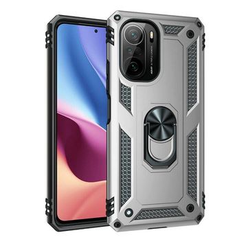 Teleplus Xiaomi Poco F3 Vega Yüzüklü Tank Gold Nano Ekran Koruyucu Silikon Cep Telefonu Kılıf