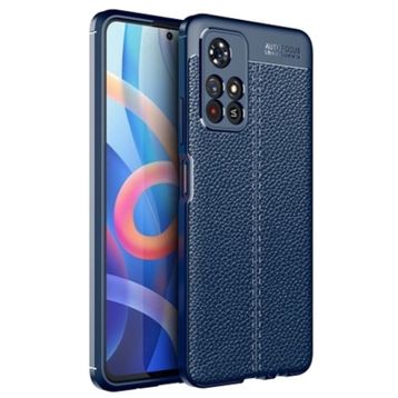 Teleplus Xiaomi Poco M4 Pro 5g Kılıf Kamera Korumalı Deri Dokulu Silikon Lacivert Nano Ekran Koruyucu