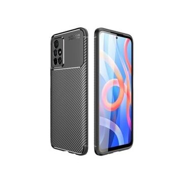 Teleplus Xiaomi Poco M4 Pro 5g Kılıf Kamera Korumalı Karbon Dokulu Silikon Siyah Nano Ekran Koruyucu