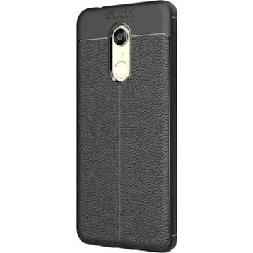 Teleplus Xiaomi Redmi 5 Plus Deri Dokulu Silikon Kırmızı Nano Ekran Koruyucu Cep Telefonu Kılıfı