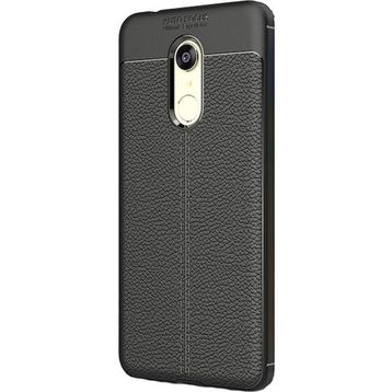 Teleplus Xiaomi Redmi 5 Plus Deri Dokulu Silikon Kırmızı Nano Ekran Koruyucu Cep Telefonu Kılıfı