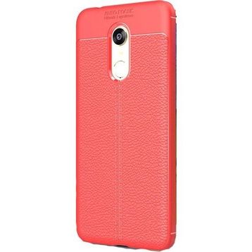 Teleplus Xiaomi Redmi 5 Plus Deri Dokulu Silikon Kırmızı Nano Ekran Koruyucu Cep Telefonu Kılıfı