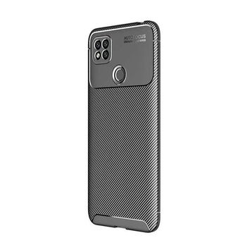 Teleplus Xiaomi Redmi 9C Negro Karbon Dokulu Silikon Lacivert Kılıf + Nano Glass Ekran Koruyucu