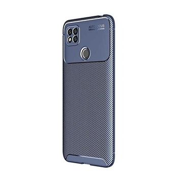 Teleplus Xiaomi Redmi 9C Negro Karbon Dokulu Silikon Lacivert Kılıf + Nano Glass Ekran Koruyucu