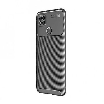 Teleplus Xiaomi Redmi 9C Negro Karbon Dokulu Silikon Lacivert Kılıf + Nano Glass Ekran Koruyucu