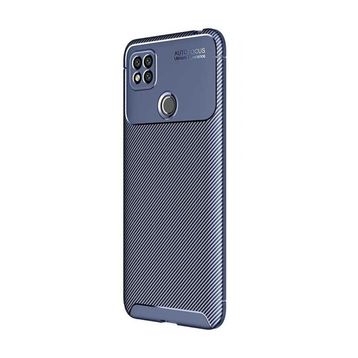 Teleplus Xiaomi Redmi 9C Negro Karbon Dokulu Silikon Lacivert Kılıf + Nano Glass Ekran Koruyucu