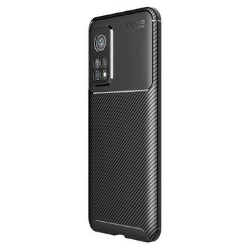 Teleplus Xiaomi Redmi K30S Negro Karbon Dokulu Tam Kapatan Nano Ekran Koruyucu Siyah Silikon Cep Telefonu Kılıf